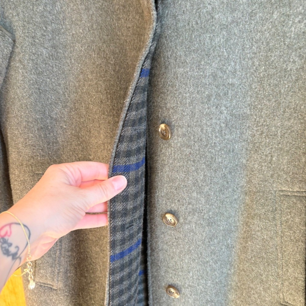 Schneider Grey Wool Blend Hooded Trench Coat Full Length Warm Winter Outerwear - Picture 2 of 14